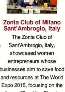 La nostra iniziativa per EXPO sulla newsletter mensile di Zonta International